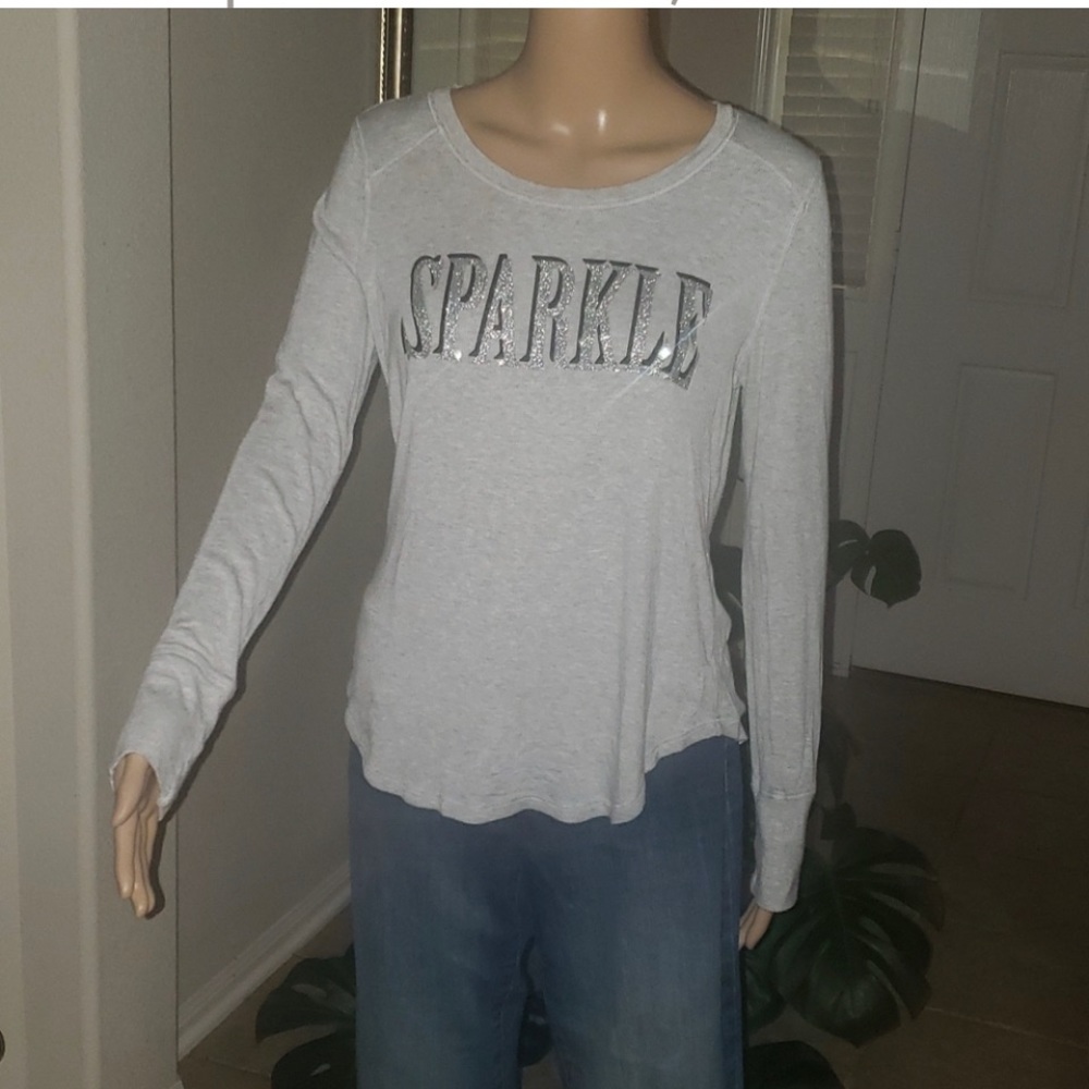 International Concepts m buttery soft ribbed scoopneck longsleeve sparkles